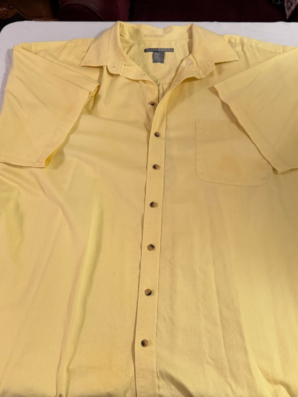 3XLT Harbor Bay men's short sleeve dress shirt yellow no iron.